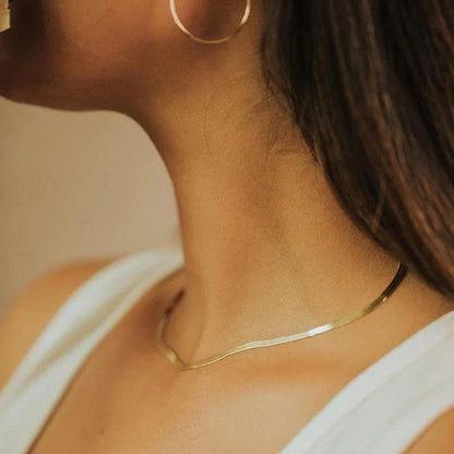 Gold Herringbone Chain Necklace