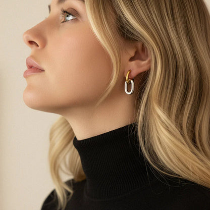 Arlo Two Tone Double Hoops Earring